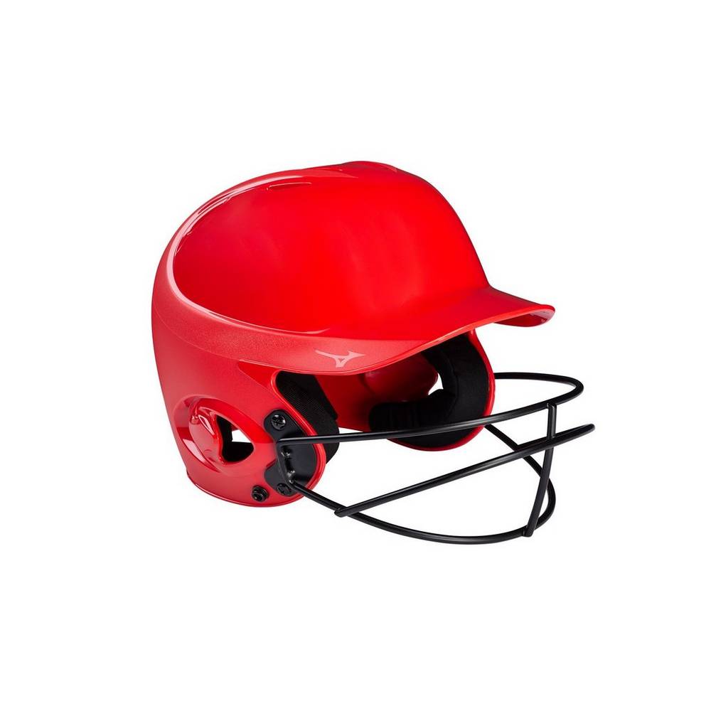 Capacete Mizuno MVP Series Solid Batting Helmet with Fastpitch Softball Mask - Mulher - Vermelhas -